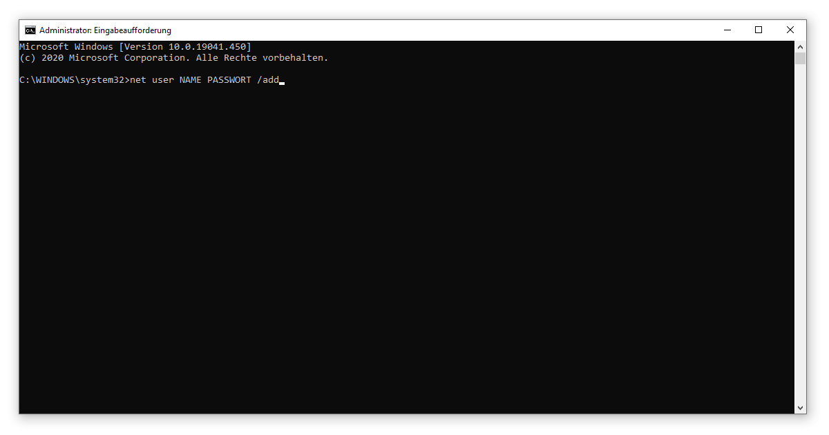 Zu den Anpassungen, die du mit cmd vornehmen kannst, zählen auch neue Benutzer anlegen