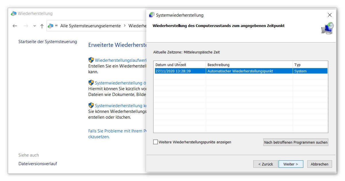 So lädst du deinen Windows 10 Wiederherstellungspunkt