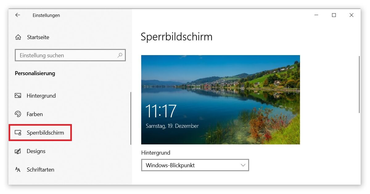 Über die Einstellungen von Windows 10 den Sperrbildschirm ändern